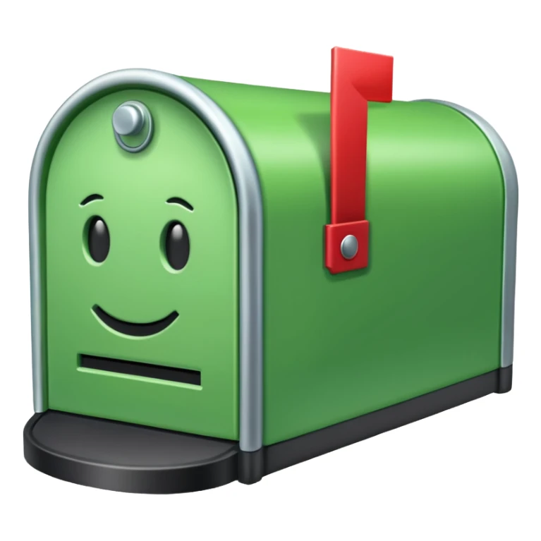 Transform the red mailbox emoji 📮 by changing all red areas to a light green color, while keeping the rest of the design unchanged. sticker