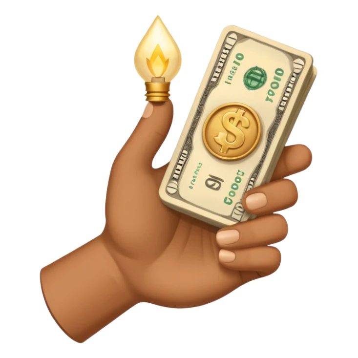 brown hand holding Light beige money sticker