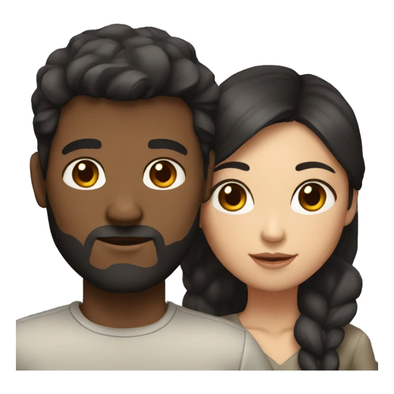 dark hair white man with dark skin Asian woman sticker