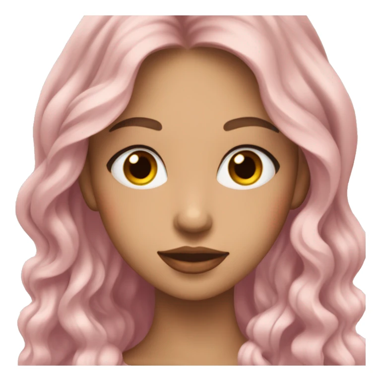 A fair girl with long hairs little wavy and brown eyes plumped pink lips and dark circles sticker