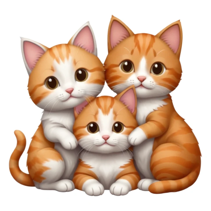 3 kittens cuddling together all different colours, the first one is grey and white, the second is ginger and white and the third is brown tabby and white sticker