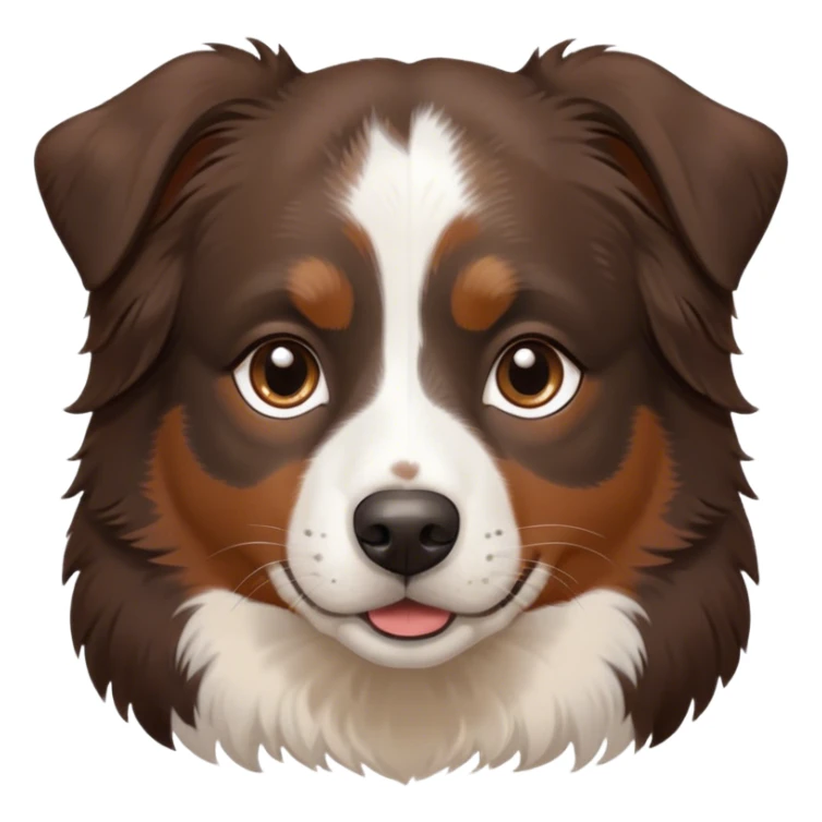 All Dark Brown mini Australian shepherd with white in middle of forehead and some white on nose with small brown spots sticker