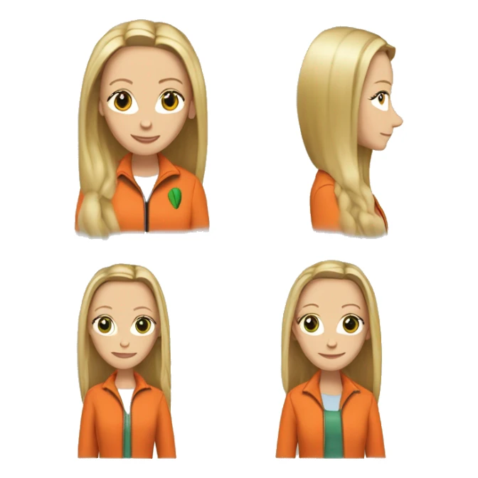 Phoebe Buffay from Friends with green eyes wearing an orange jacket sticker