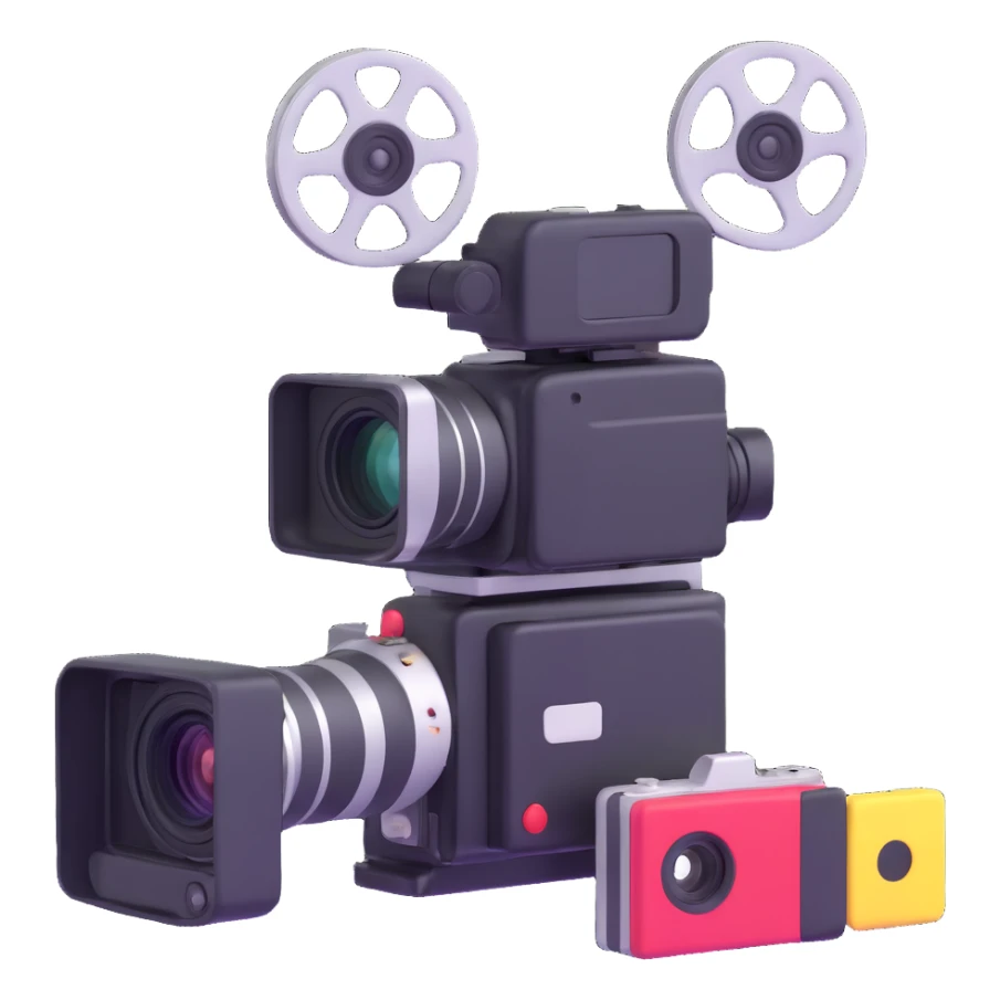 video camera with film reels sticker