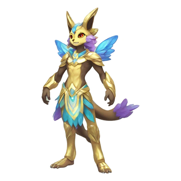Anthro Sona Colorful Godly Celestial Shiny Fakemon Full Body sticker