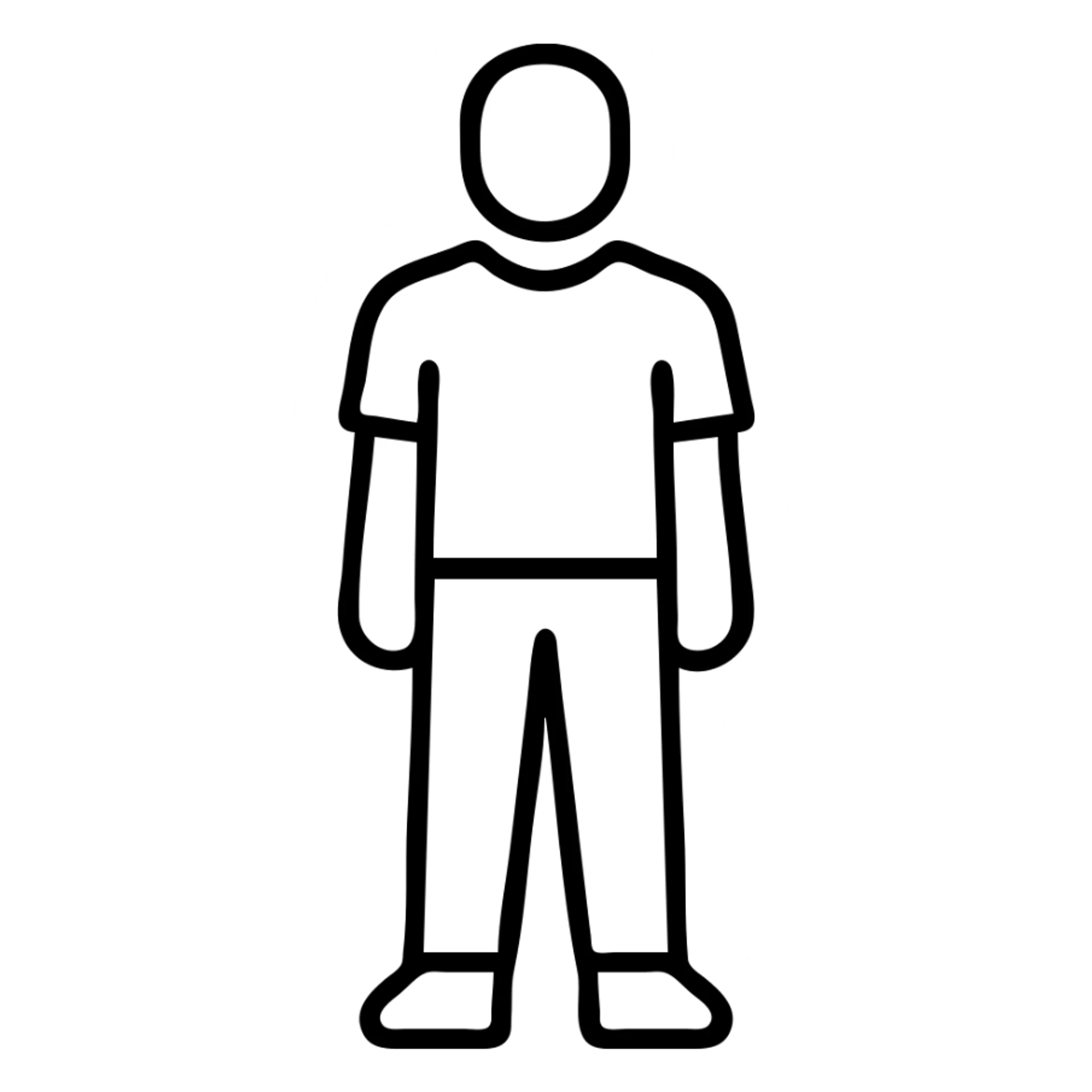 Outline icon of person in casual outfit, standing sticker