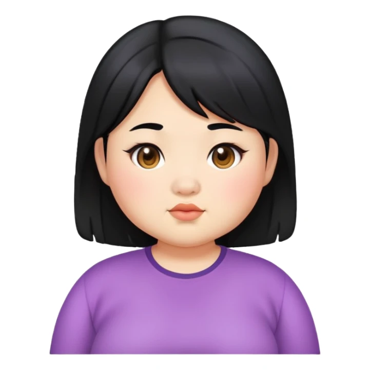a girl that is asian, chubby, has black hair, and cool tone skin sticker