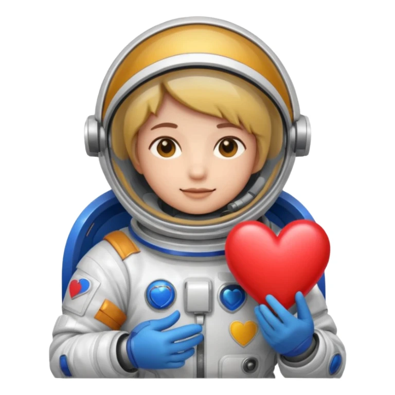 Base emoji / inspiration: 🚀‍🧑‍❤️
Style: Glossy, high-contrast, soft highlights, subtle bevel, vibrant but flat colors, emoji-like proportions.
Output: square composition, simple silhouette, clear face and expression, no text, transparent background preferred. sticker