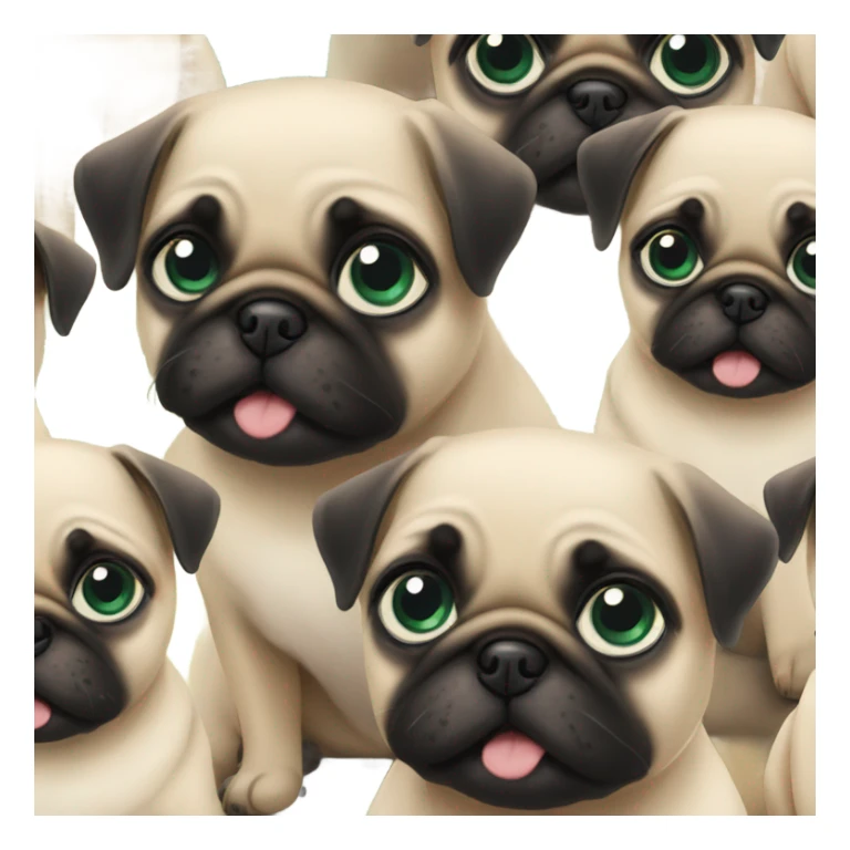 2 Baby pugs 1 with green eyes and 1 with blue  sticker