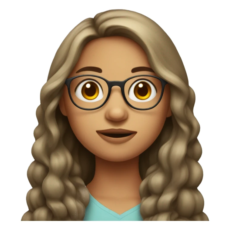 Girl with long hair, eyeglasses and mole in the upper right lip sticker