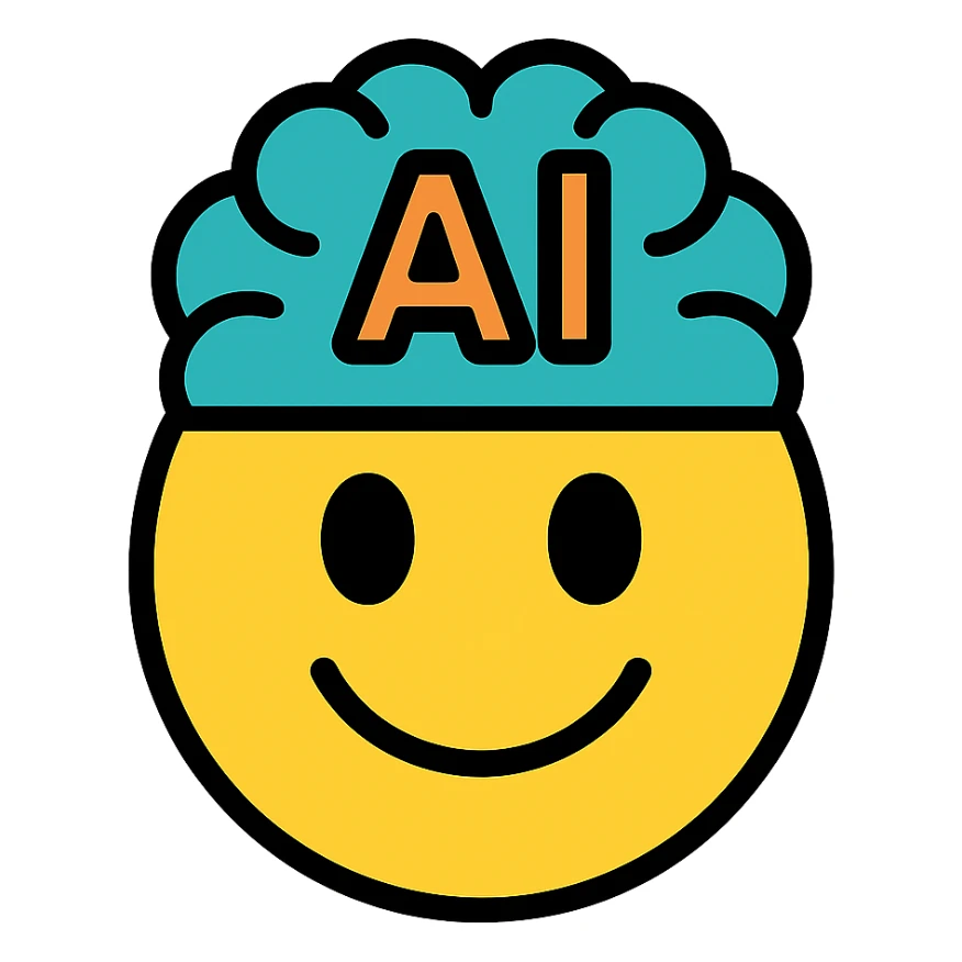 colorful inteligência artificial emoji with black outlines sticker