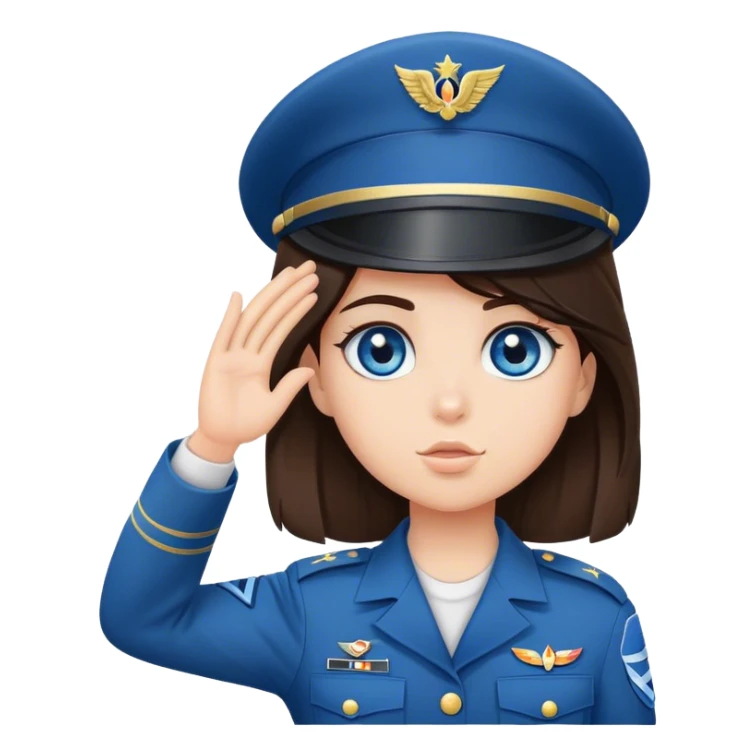 little brunette blue eye girl soldier salute sticker