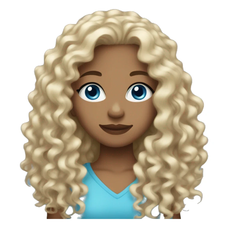 light skin girl blue eyes long curly hair sticker
