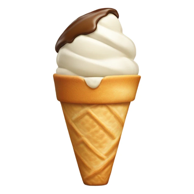 Ice cream on bread cone in a cilindric white short glass sticker