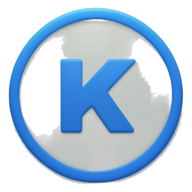Create a circle with capital k letter in blue colour  sticker