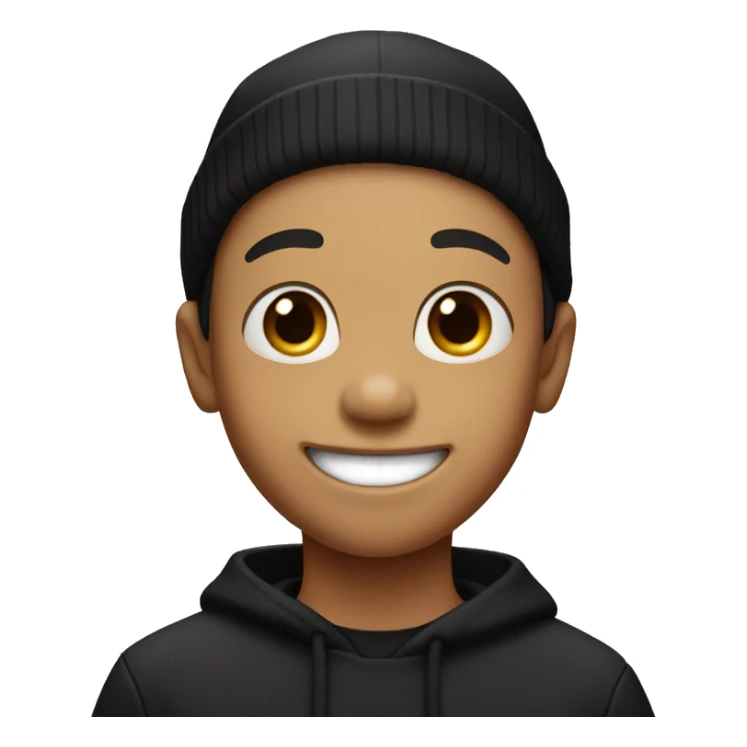 smiling boy in black beanie holding ice cream  sticker