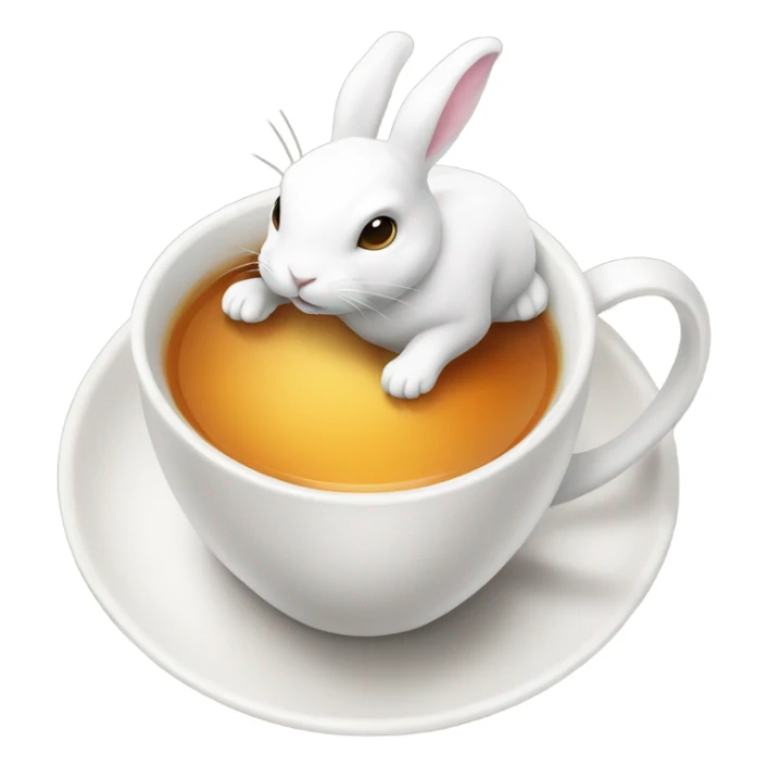Cup of tea with white rabbits high quality  sticker
