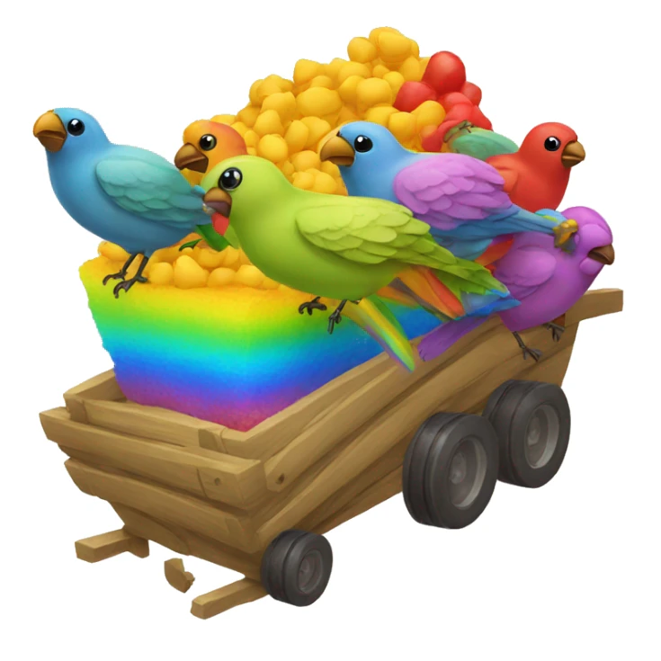 Combine birds w rainbow poop emoji sticker