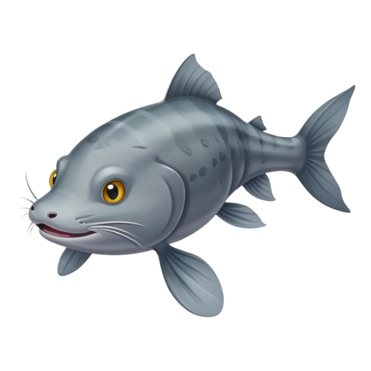 A catfish with big whiskers is swimming. sticker