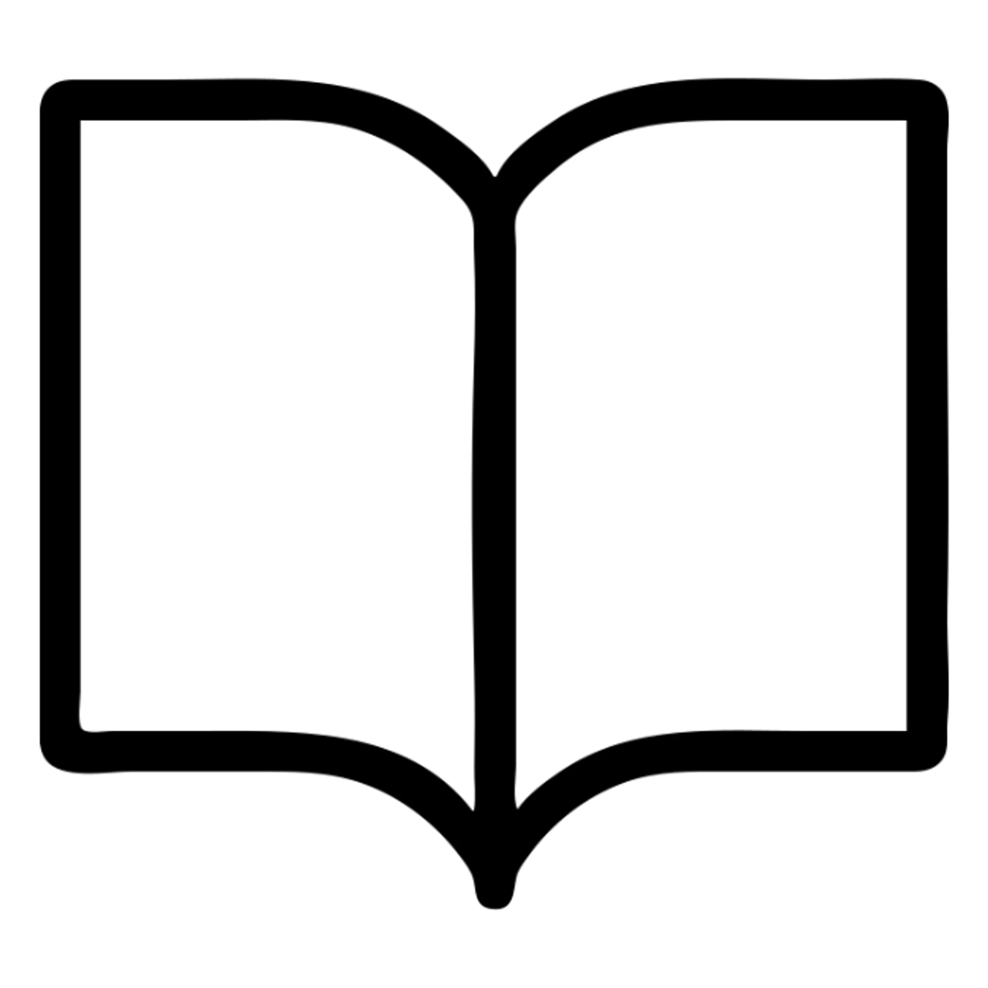simple and clear book icon, black outlined, no fill sticker