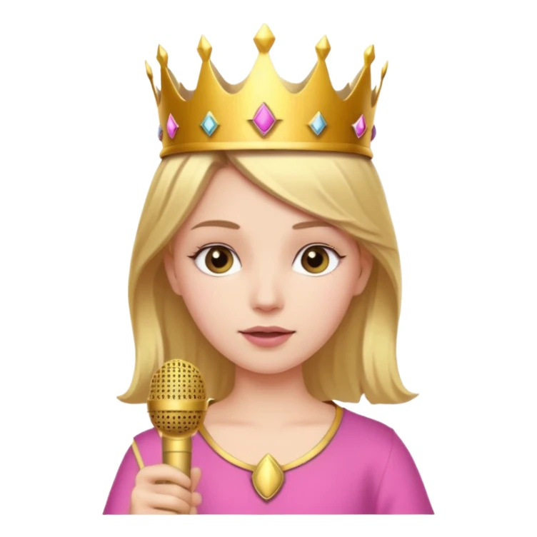 White girl around 10 with crown and pink microphone sticker