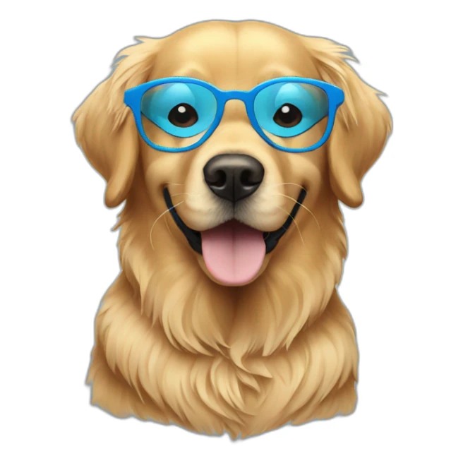 Golden retriever with Blue glasses sticker