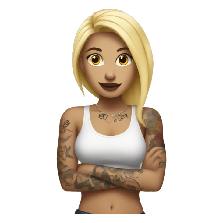Blonde Woman with tattoos on her arms sticker