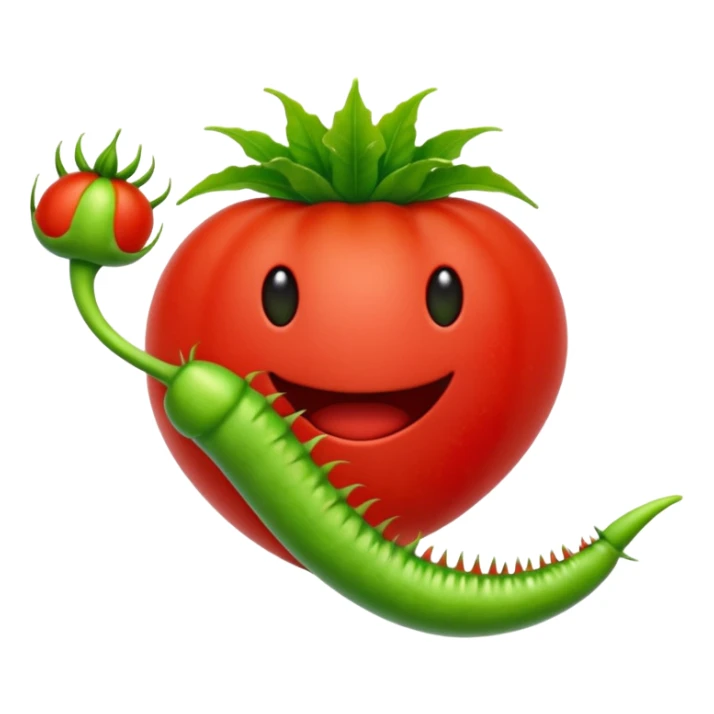 hybrid fusion of tomato and venus flytrap emoji sticker