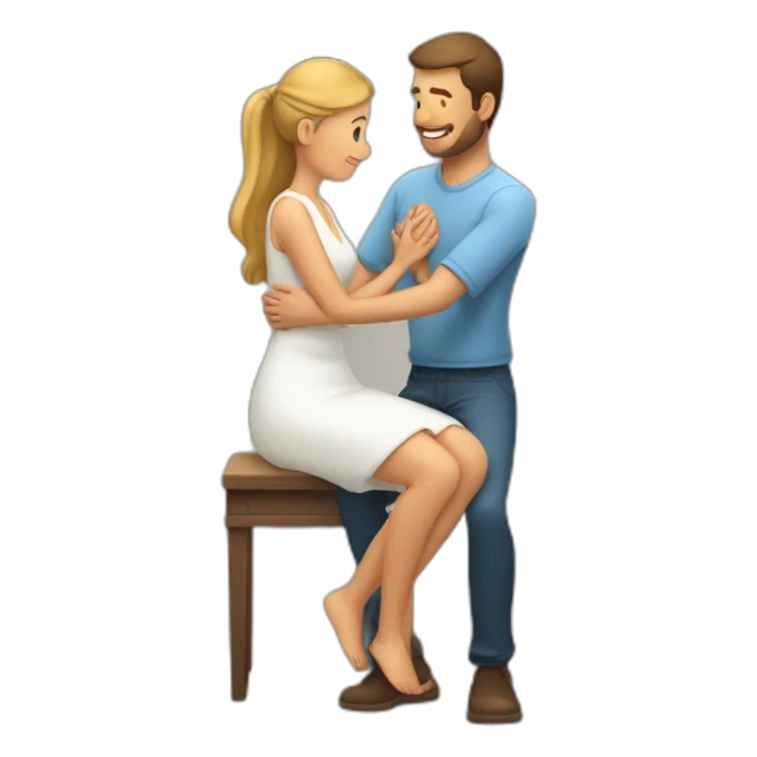 Man on knee patting woman’s head sticker