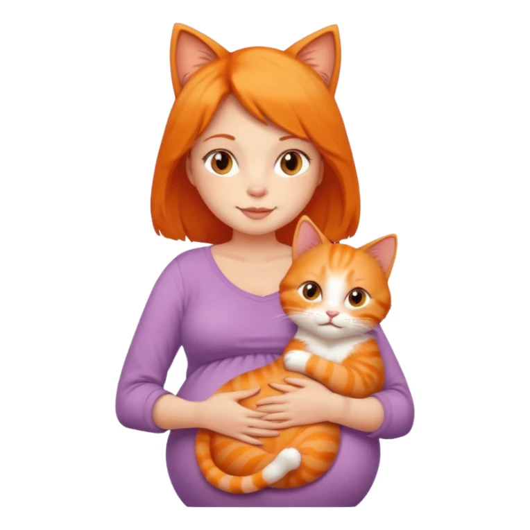 pregnant woman with orange cat sticker