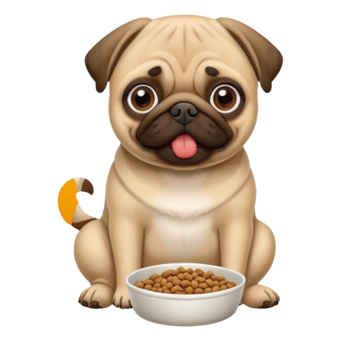 pug eating dog food sticker