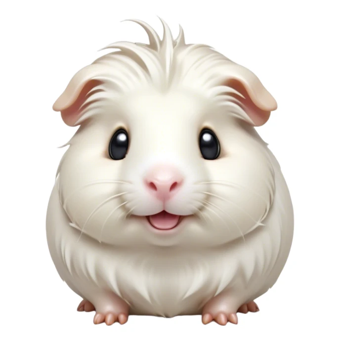 Cinematic Comical White Guinea Pig Portrait Emoji, Head tilted dramatically with an exaggeratedly amused expression, featuring a glossy, pristine white coat with an adorably scrunched face, wide, expressive dark eyes filled with playful disbelief, Simplified yet hilariously expressive features, highly detailed, glowing with a slightly sassy glow, high shine, dramatic yet playful, stylized with an air of cheeky mischief, bright and endearing, soft glowing outline, capturing the essence of a spirited and over-the-top guinea pig, so meme-worthy it feels like it could side-eye its way into internet fame instantly! sticker