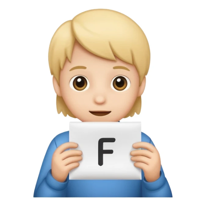 make the kid hold a paper that says F sticker