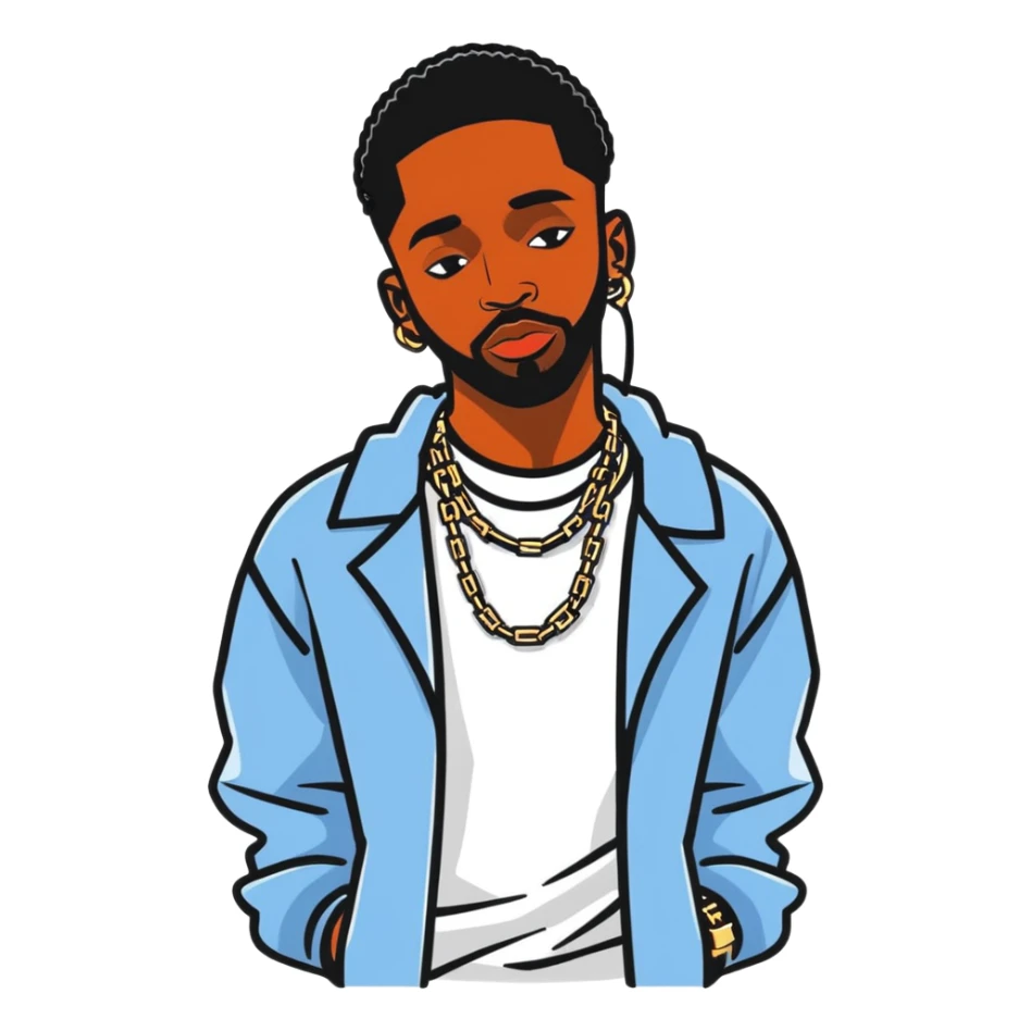 Brent Faiyaz R&B singer with chains and stylish outfit sticker