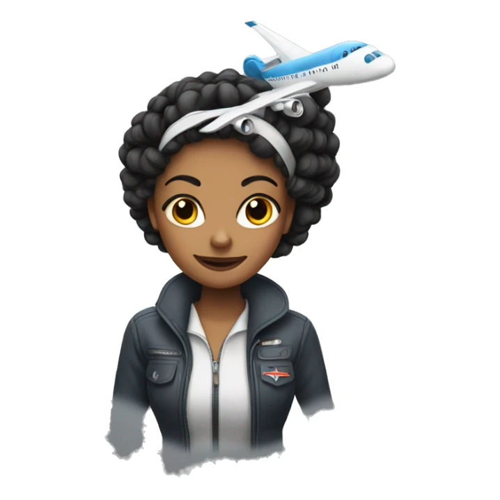 Bold girl with a plane taking off her head  sticker