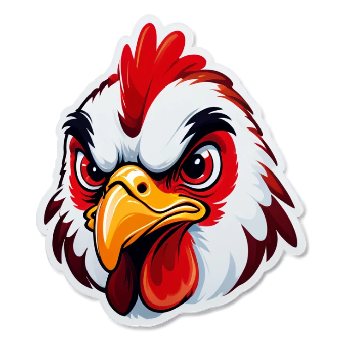 Hen with an attitude and raised eyebrow beak piercing sticker