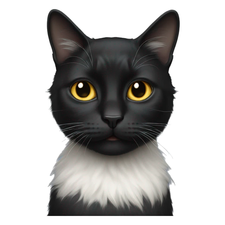 black cat long-hair with half white head sticker