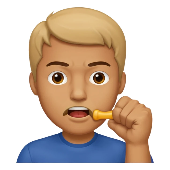 Man putting his fist in his mouth sticker