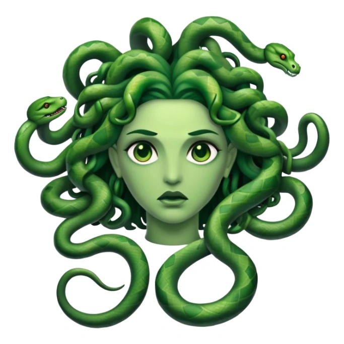 medusa turning herself to stone by her snakes looking at her  sticker