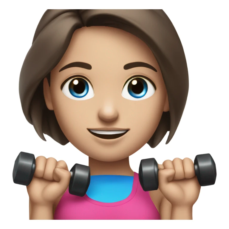 Realistic brunette girl with bright blue eyes lifting hand weights sticker