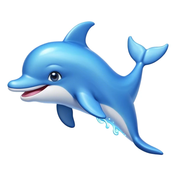 Cinematic Adorably Playful Dolphin Portrait Emoji, Bouncing joyfully through sparkling turquoise waves with a sleek, streamlined body of glossy blue skin, a wide, infectious smile, and bright, twinkling eyes that radiate pure delight, Simplified yet charmingly exuberant features, highly detailed, glowing with a radiant, bubbly aquatic glow, high shine, energetic and heartwarming, stylized with an air of whimsical ocean fun, soft glowing outline, capturing the essence of a super cute dolphin that seems ready to leap out of the screen spreading joy! sticker