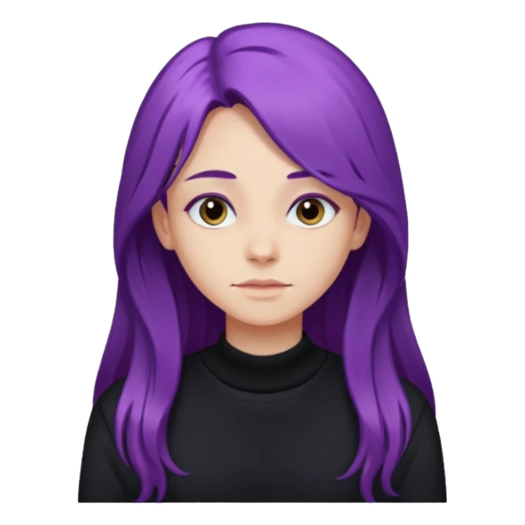 faz menos gótica mas com cabelo roxo comprido e camisola preto sticker