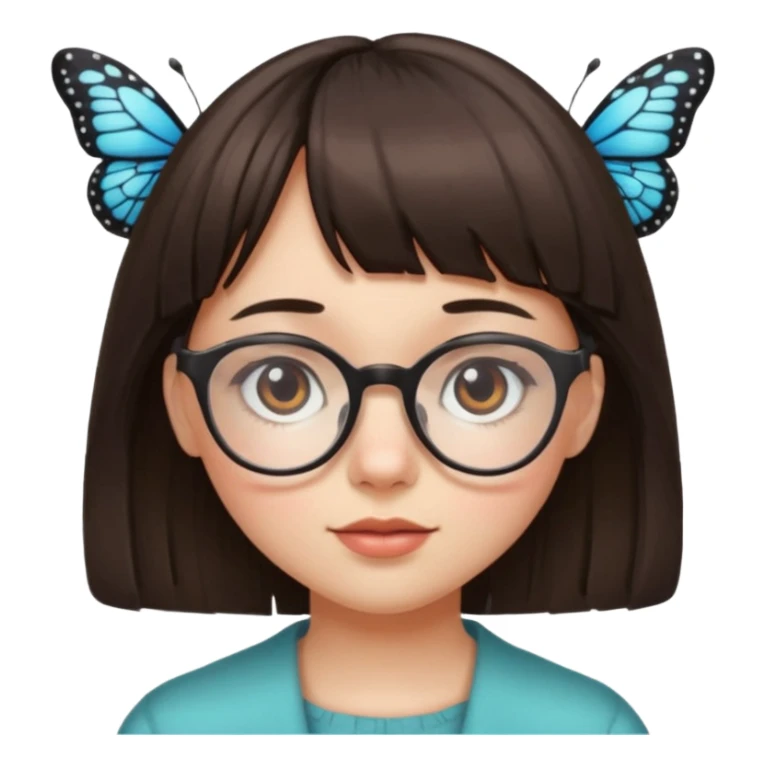 girl whit glasses, bangs and butterfly cut  sticker