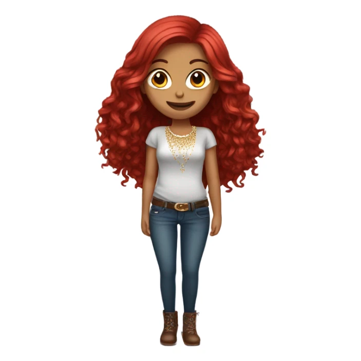 charming girl with long length deep red hair and bling  sticker