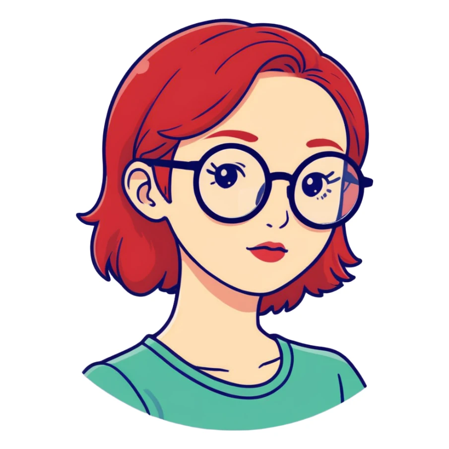 Girl with red hair and round glasses sticker