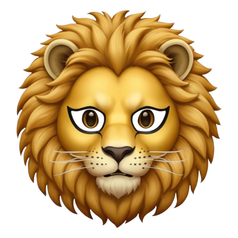 A lion face with a mask to cover his identity sticker