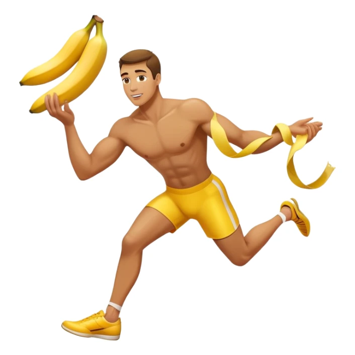 Athlete with prize in hand slipped on banana peel  sticker