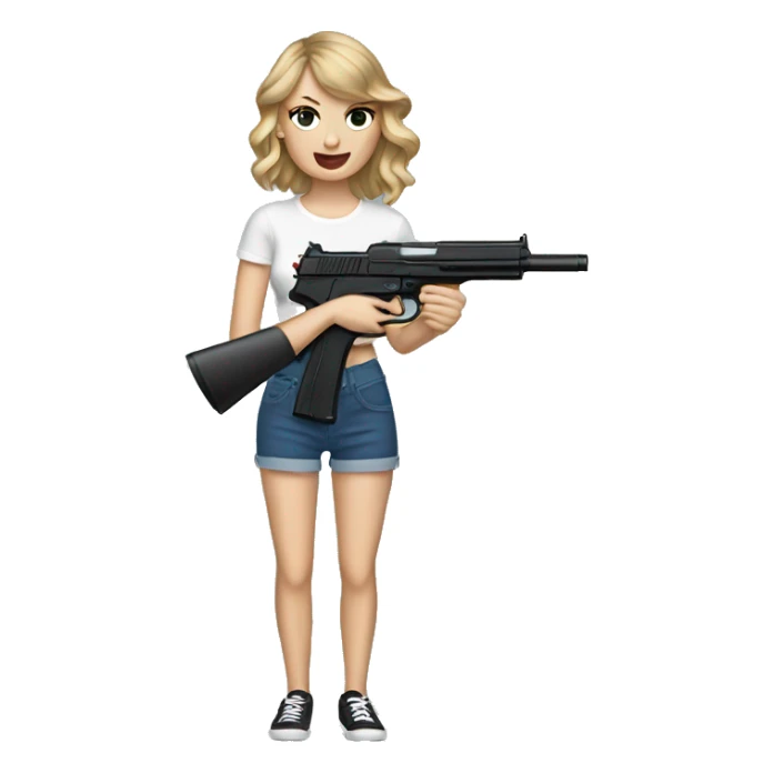 Taylor swift holding a t-shirt gun sticker