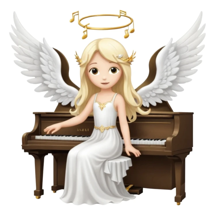 fée vêtue de blanc jouant du piano avec des ailes d'ange sticker