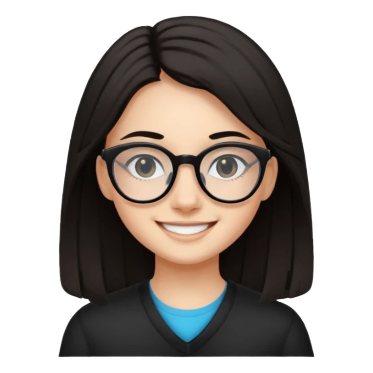 ragazzina di 16 anni mora capelli lunghi con occhiali neri sticker